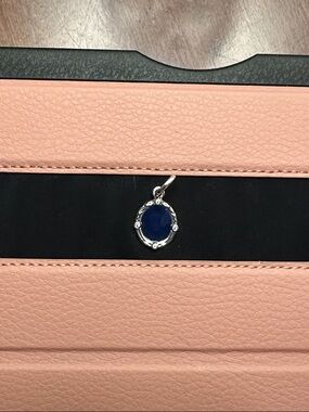 Pandora Silver Charm with Navy Blue Stone